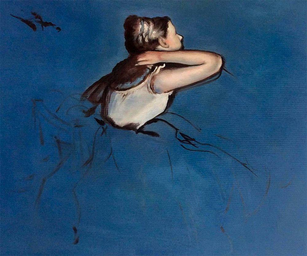 pintura Bailarina Sentada De Perfil - Edgar Degas