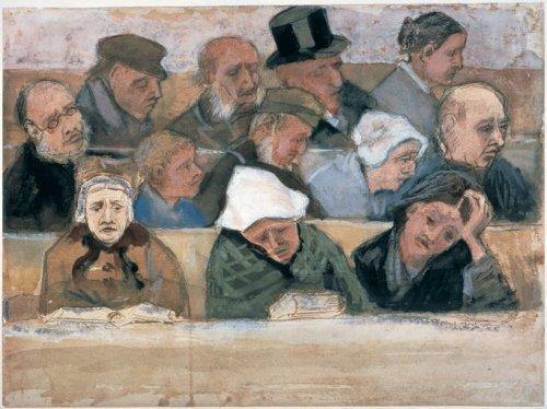 pintura Banco De La Iglesia Con Adoradores - Vincent Van Gogh