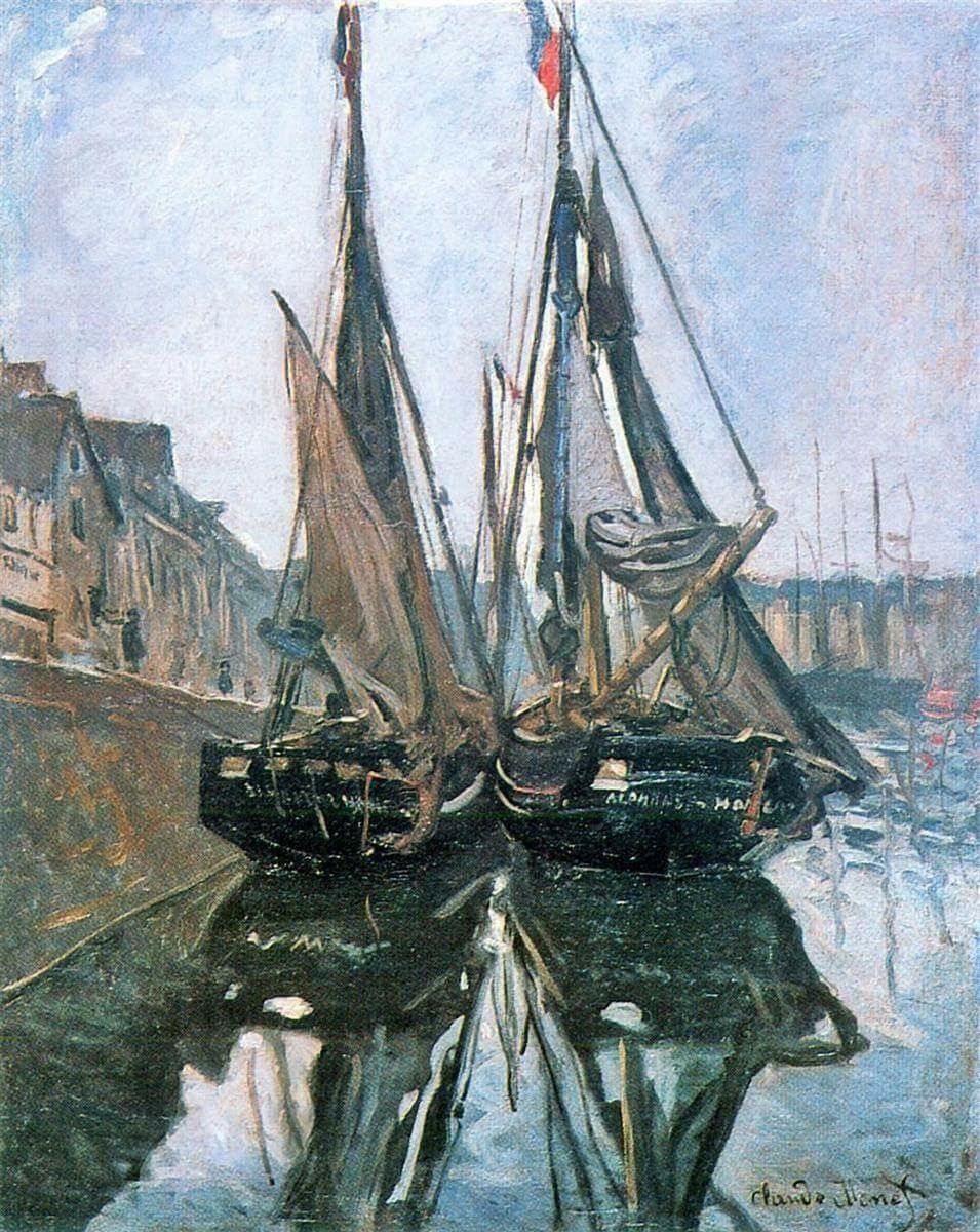 pintura Barcos De Pesca En Honfleur - Claude Monet