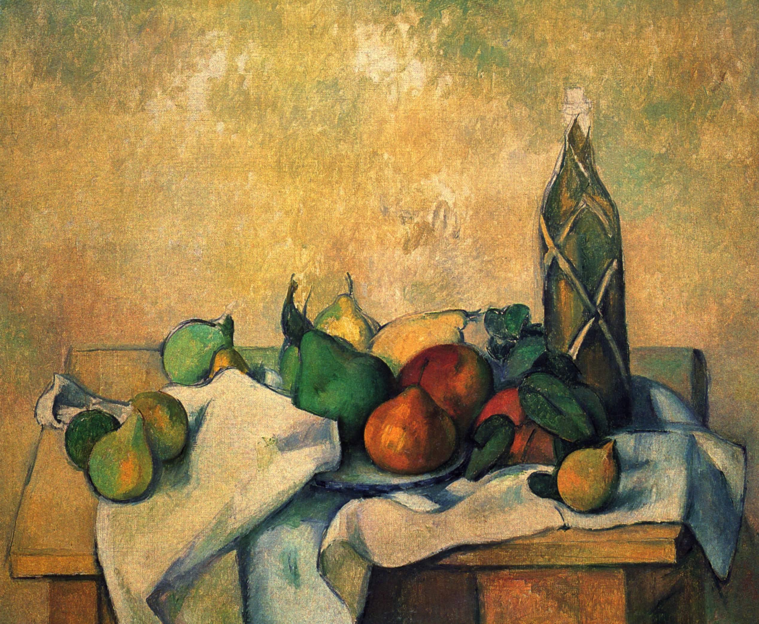 pintura Bodegón Botella De Ron - Paul Cezanne