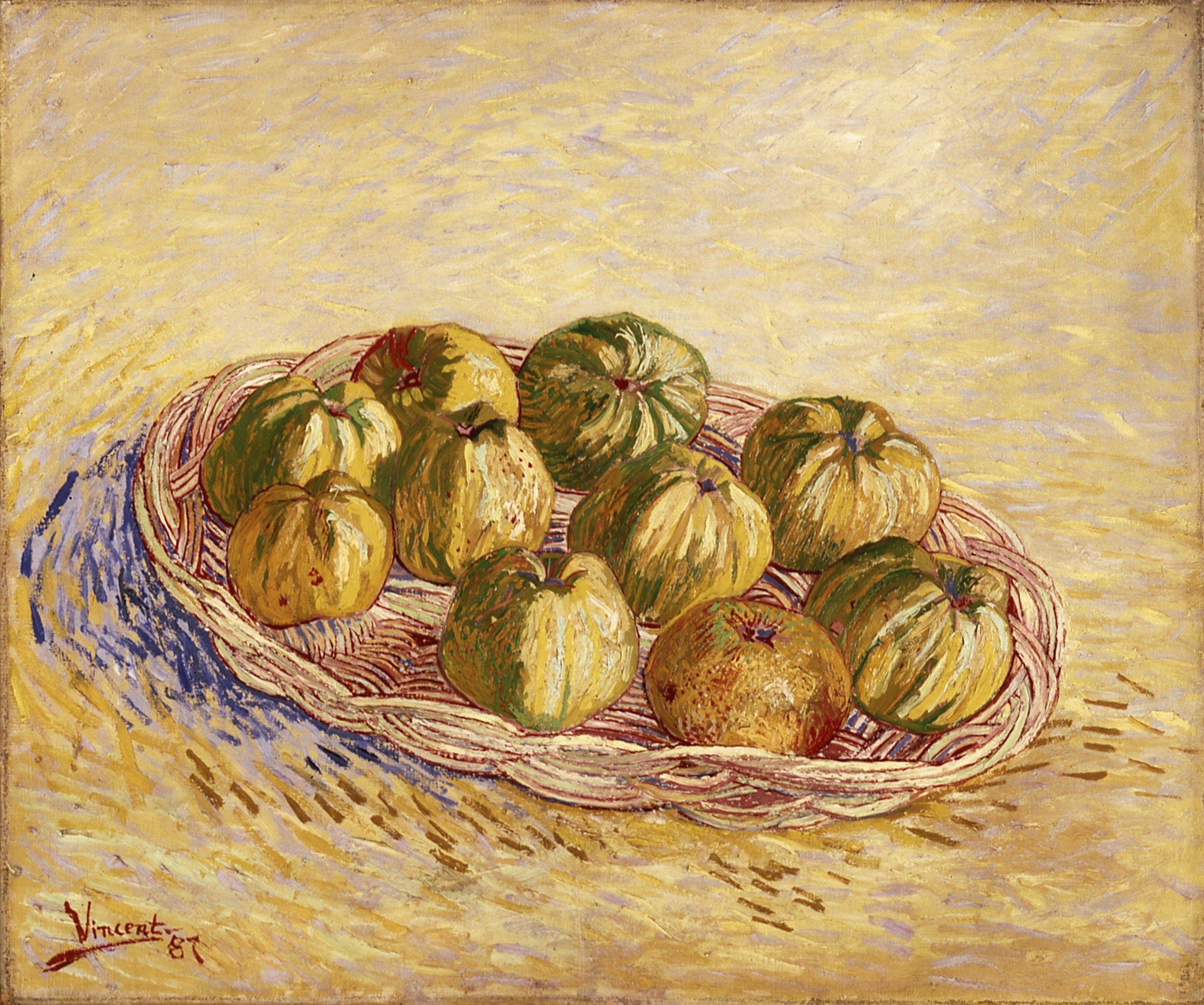 pintura Bodegón Con Canasta De Manzanas - Vincent Van Gogh