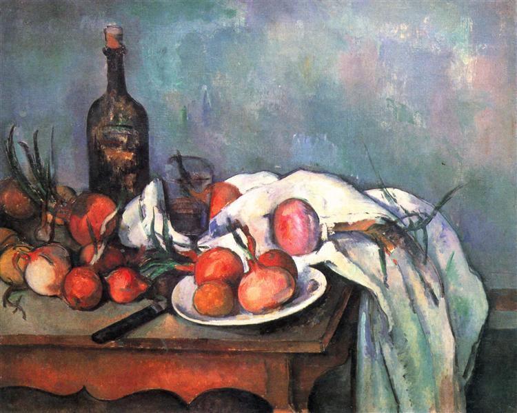 pintura Bodegón Con Cebollas Rojas - Paul Cezanne