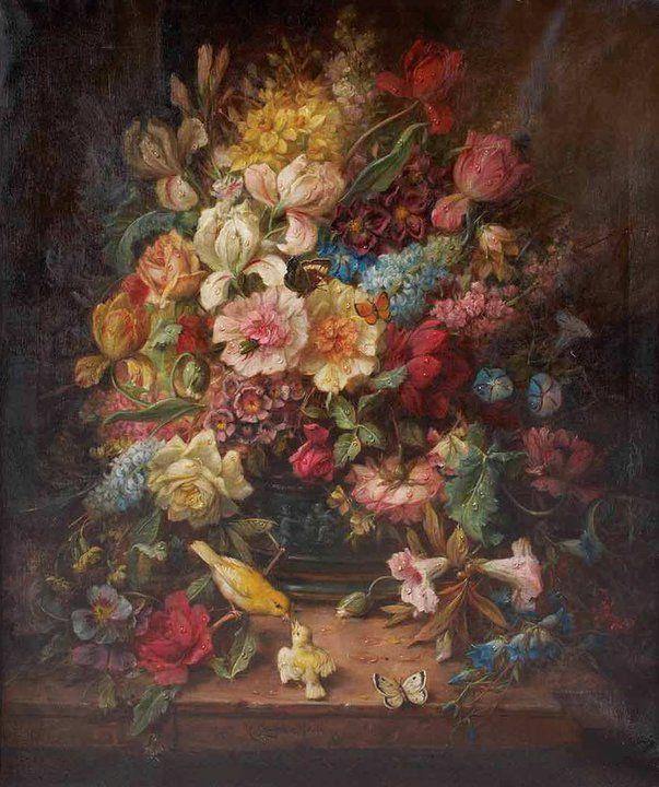 pintura Bodegón Con Flores De Primavera - Hans Zatzka