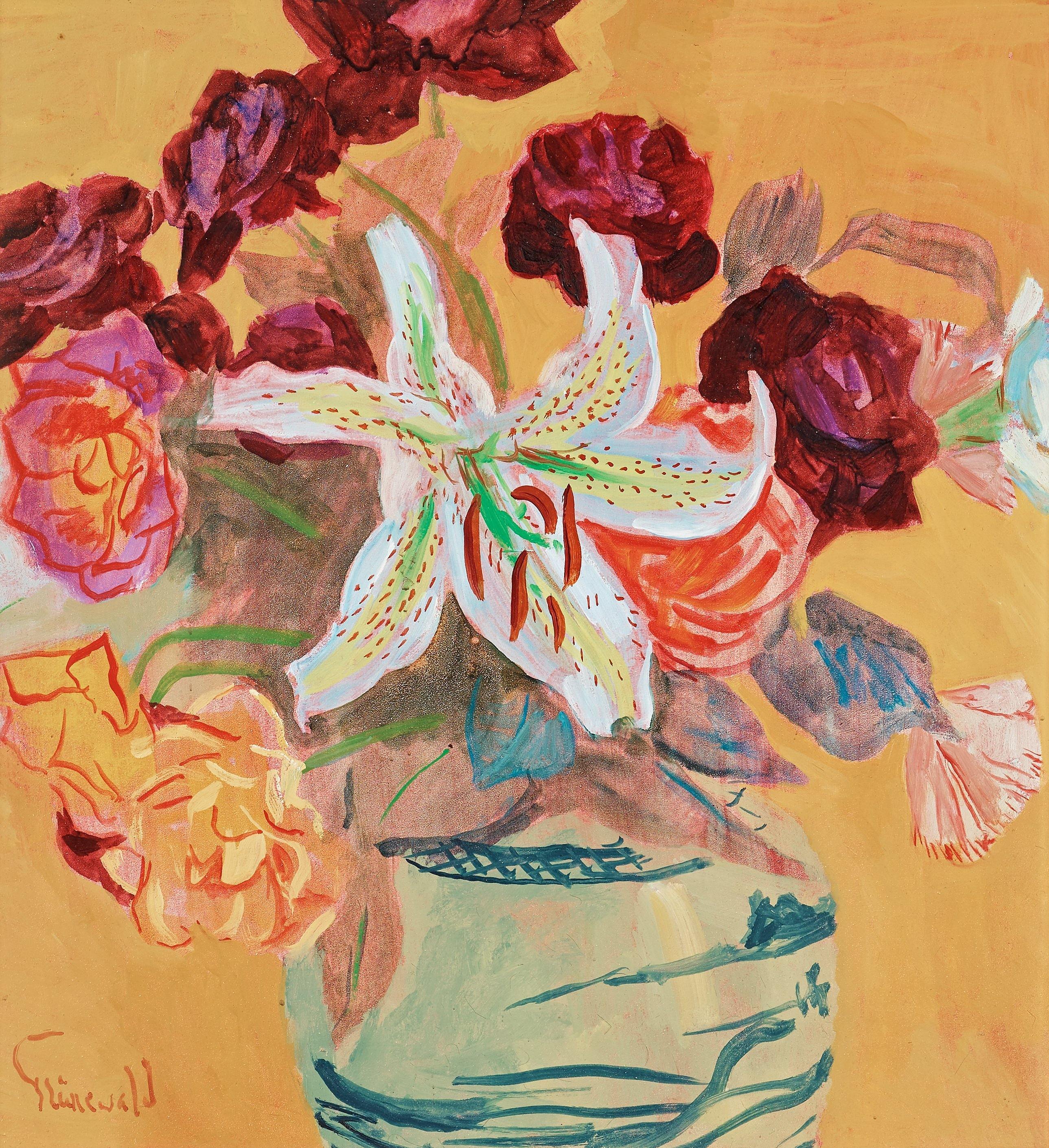 pintura Bodegón Con Flores En Tarro - Isaac Grunewald