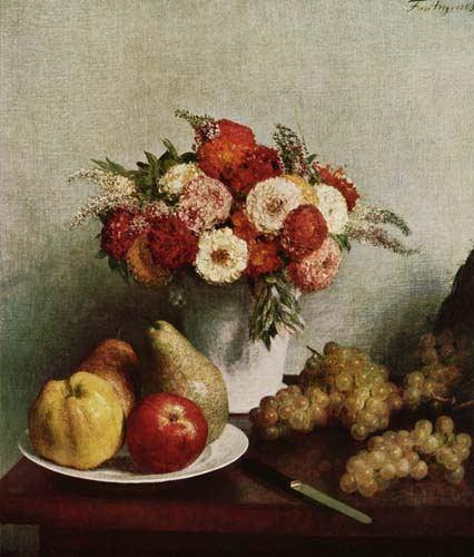 pintura Bodegón Con Flores Y Frutas - Henri Fantin-Latour