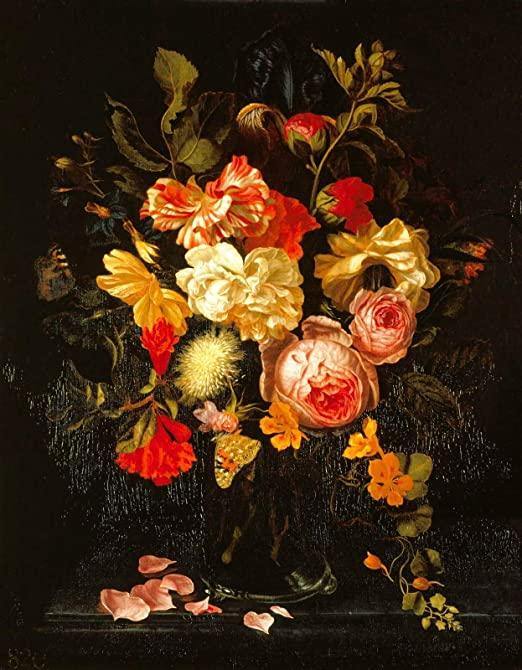 pintura Bodegón Con Flores Y Mariposas - Maria Van Oosterwijk