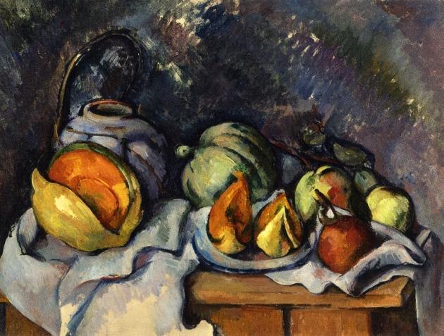 pintura Bodegón Con Fruta Y Una Olla De Jengibre - Paul Cezanne