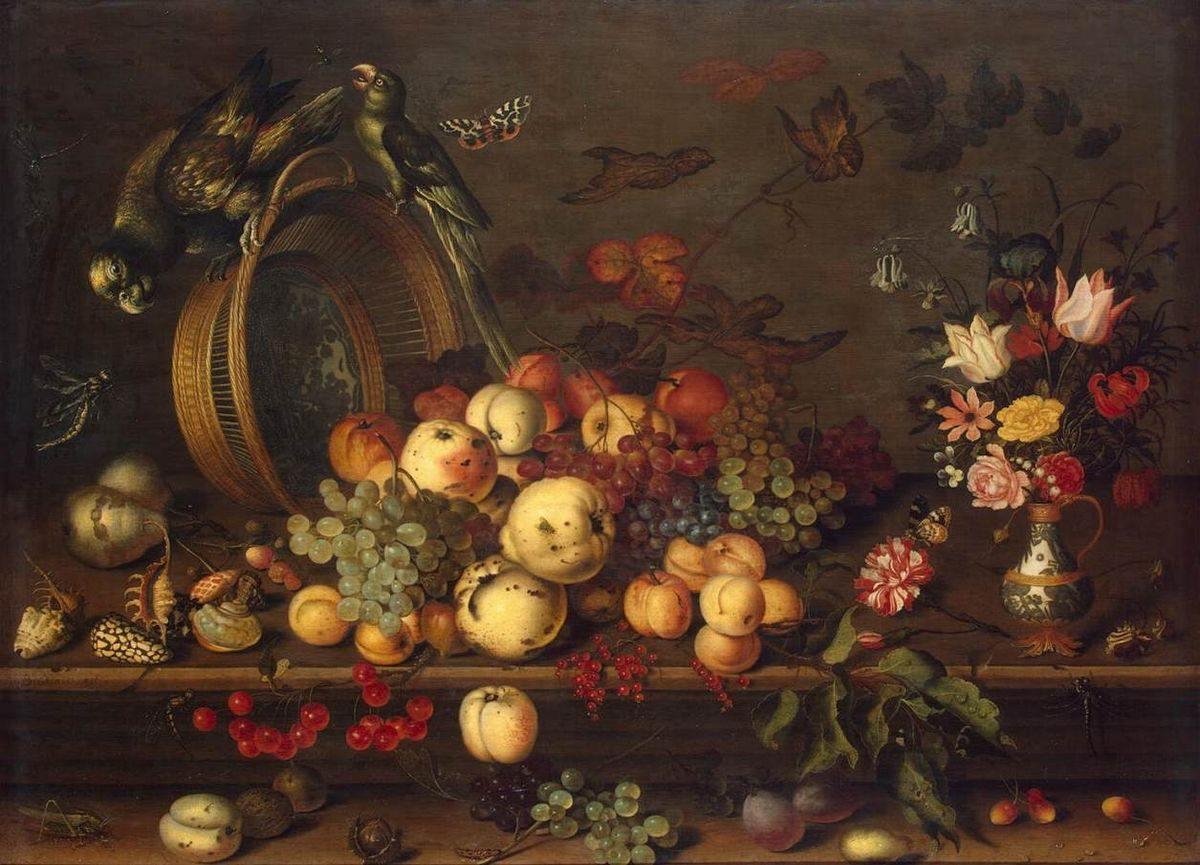 pintura Bodegón Con Frutas, Conchas E Insectos - Balthasar Van Der Ast