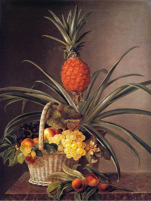 pintura Bodegón Con Frutas Y Piña - Johan Laurentz Jensen