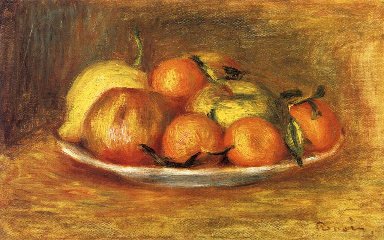 pintura Bodegón Con Mandarinas, Manzanas Y Un Limón - Pierre-Auguste Renoir