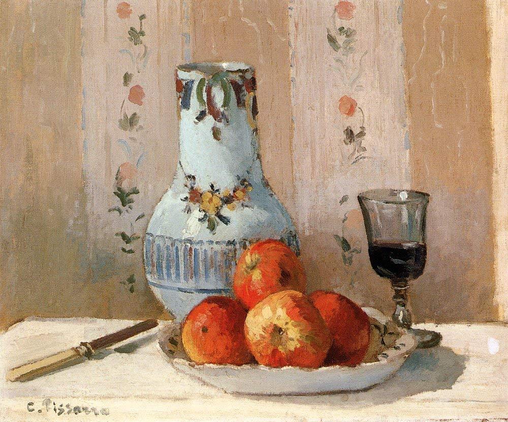pintura Bodegón Con Manzanas Y Jarra - Camille Pissarro