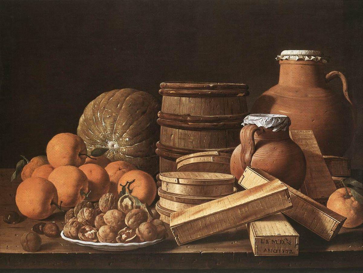 pintura Bodegón Con Naranjas Y Nueces - Luis Egidio Meléndez