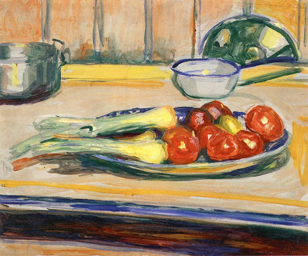 pintura Bodegón Con Tomates, Puerros Y Guisos - Edvard Munch