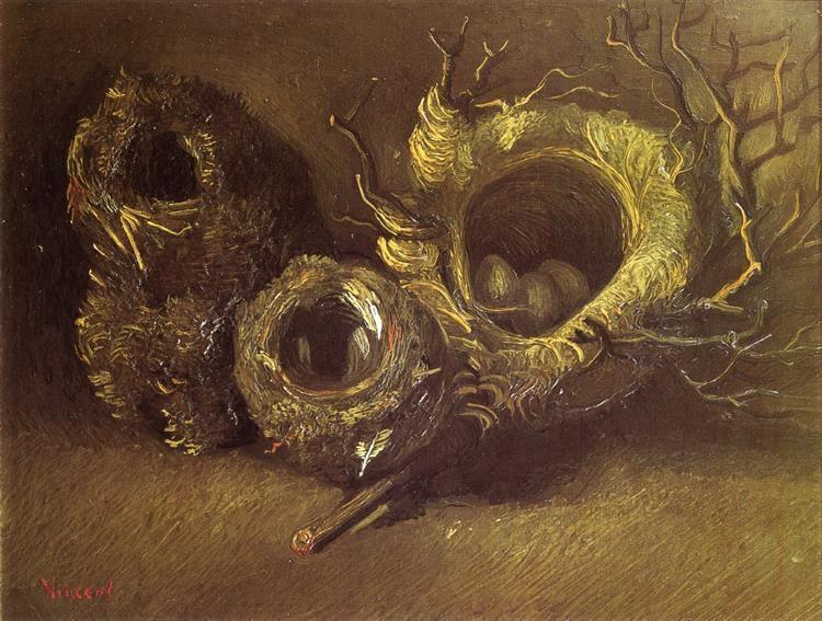 pintura Bodegón Con Tres Nidos De Pájaros - Vincent Van Gogh