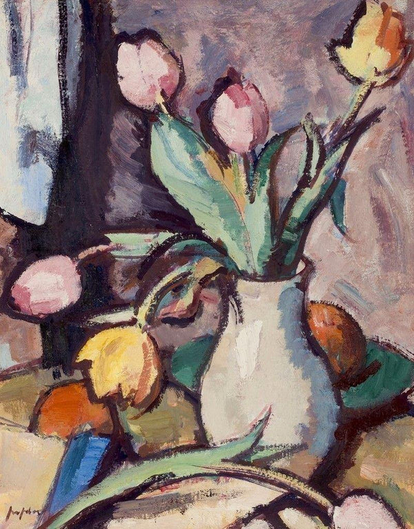 pintura Bodegón De Tulipanes En Un Jarrón - Samuel John Peploe