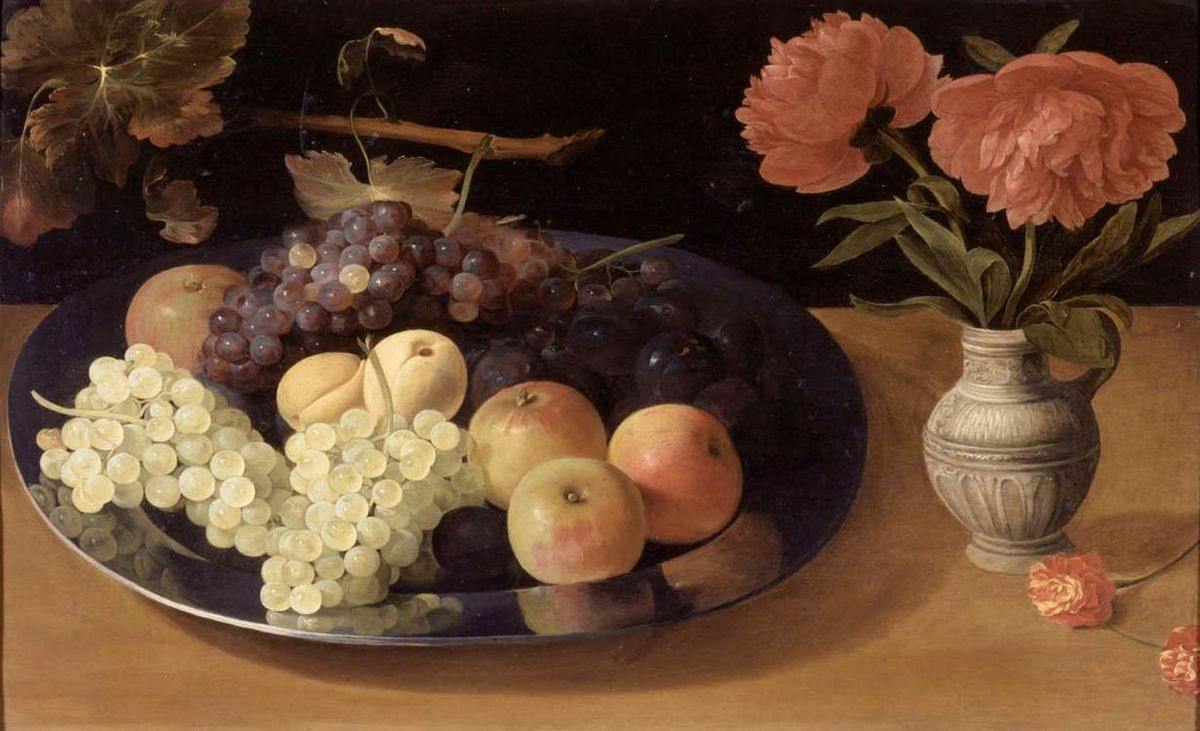 pintura Bodegón De Uvas, Ciruelas Y Manzanas - Jacob Van Es