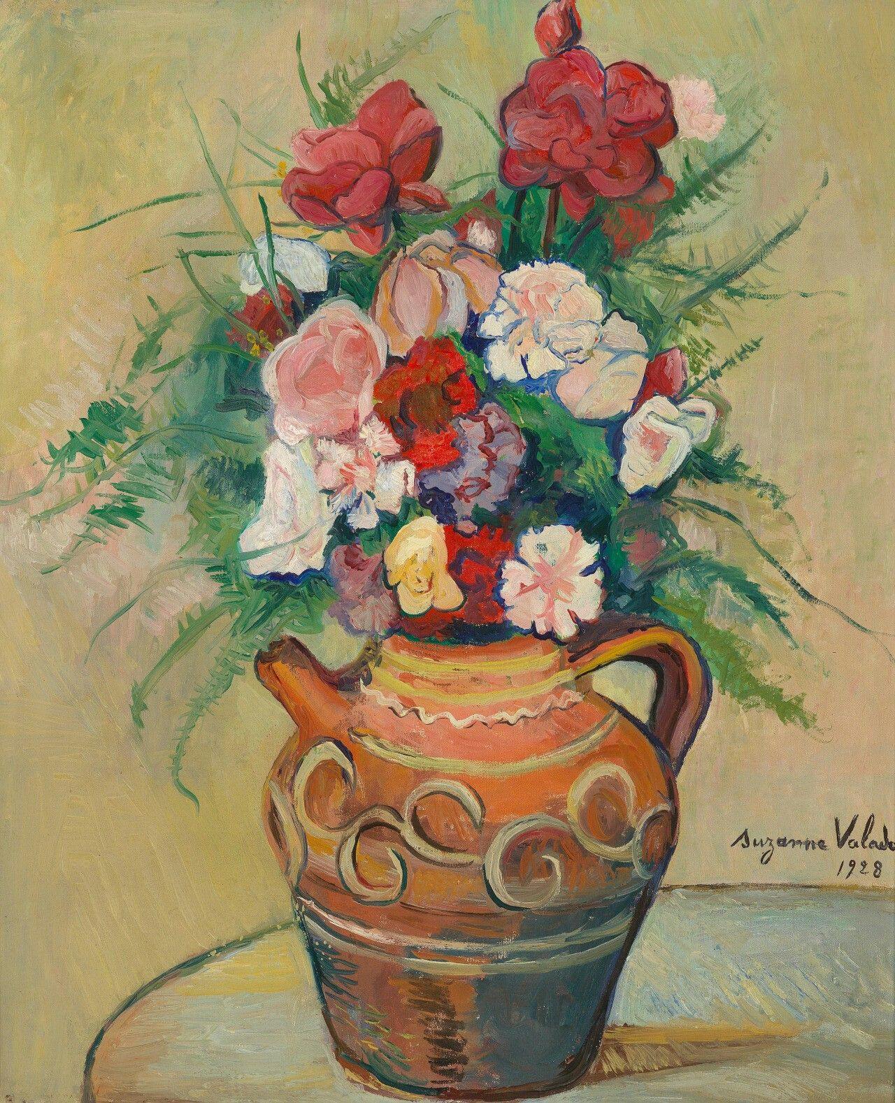pintura Bodegón Floral En Una Jarra Española - Suzanne Valadon