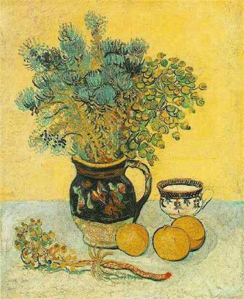 pintura Bodegón, Jarra De Mayólica Con Flores Silvestres - Vincent Van Gogh