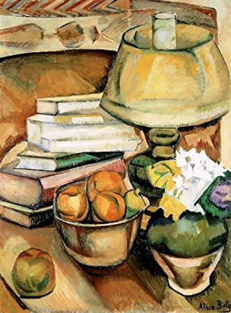 pintura Bodegón, Lámpara, Libros Y Fruta - Alice Bailly