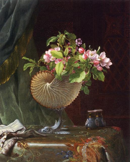pintura Bodegón Victoriano Con Flores De Manzana - Martin Johnson Heade