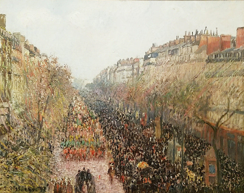 pintura Bulevar Montmartre Mardi Gras - Camille Pissarro