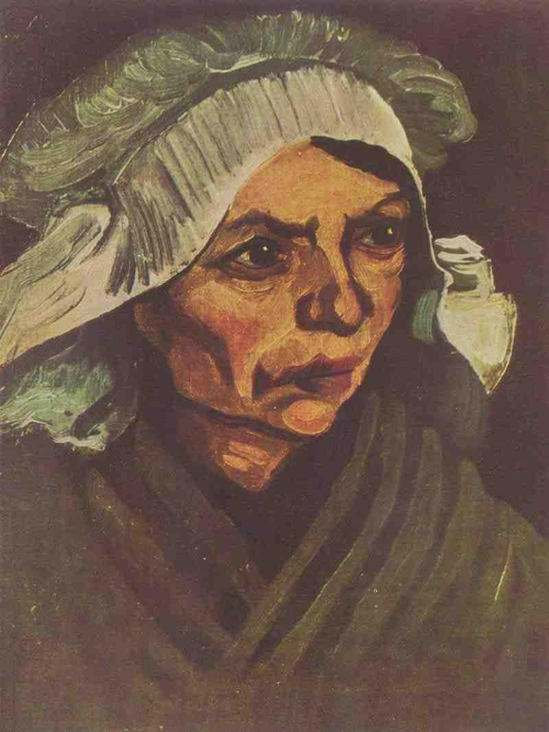pintura Cabeza De Una Mujer Campesina Con Capucha Blanca - Vincent Van Gogh