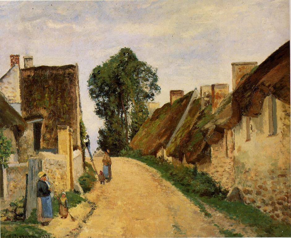 pintura Calle Del Pueblo, Auvers-Sur-Oise - Camille Pissarro