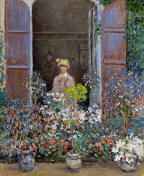 pintura Camille Monet En La Ventana Argentuile - Claude Monet
