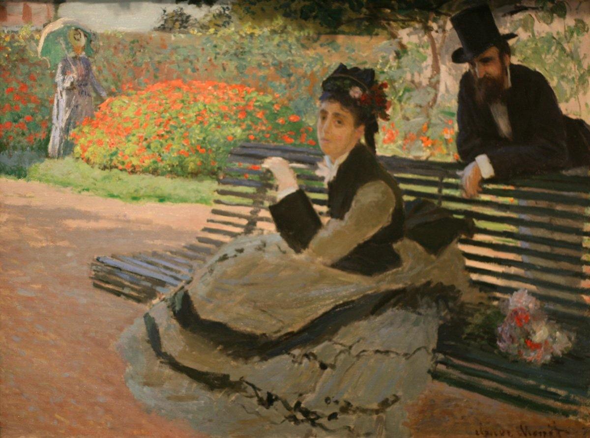 pintura Camille Monet En Un Banco De Jardín - Claude Monet