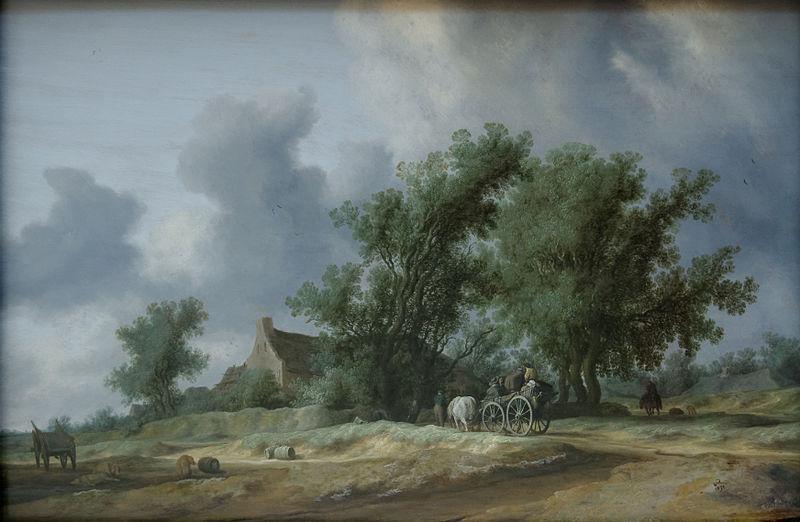 pintura Camino En Las Dunas Con Un Entrenador De Pasajeros - Salomon Van Ruysdael