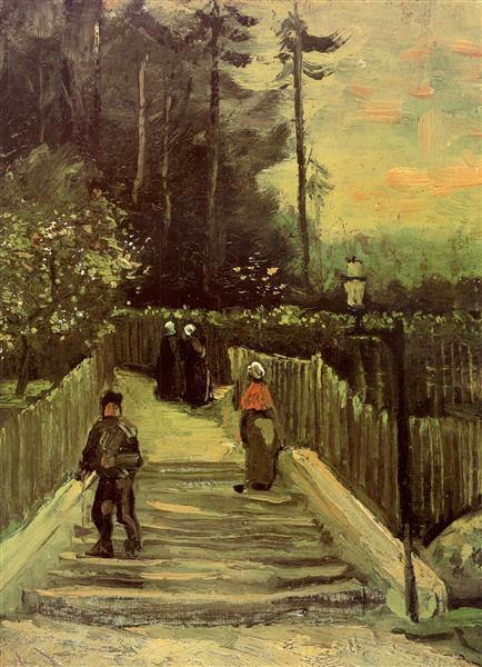 pintura Camino Inclinado En Montmartre - Vincent Van Gogh
