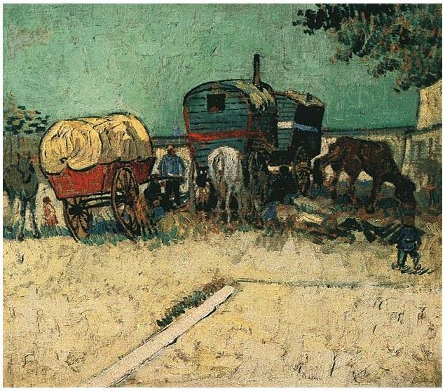 pintura Campamento De Gitanos Con Caravanas - Vincent Van Gogh