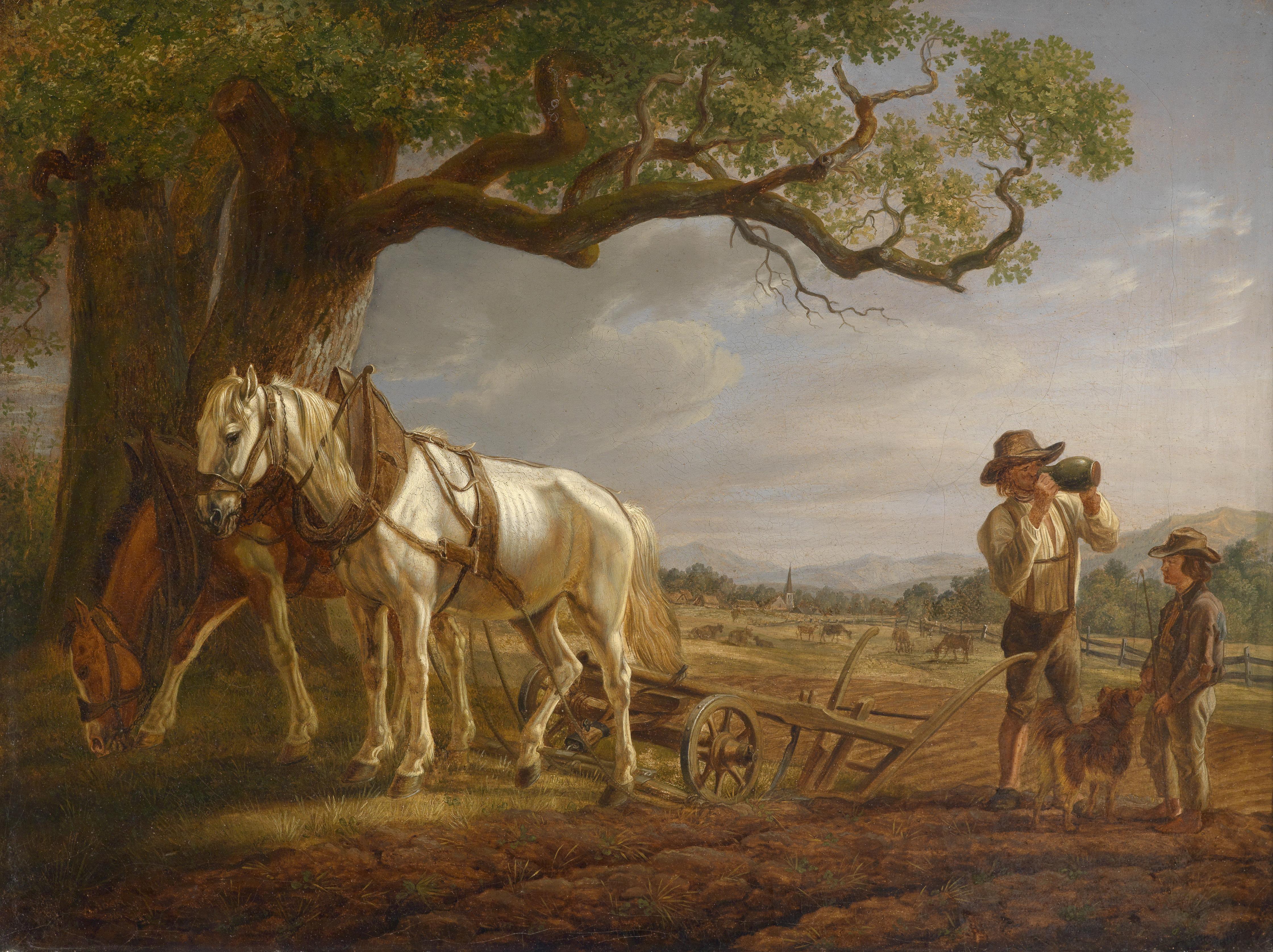 pintura Campesinos Descansando en el Campo 1818 - Adam Albrecht