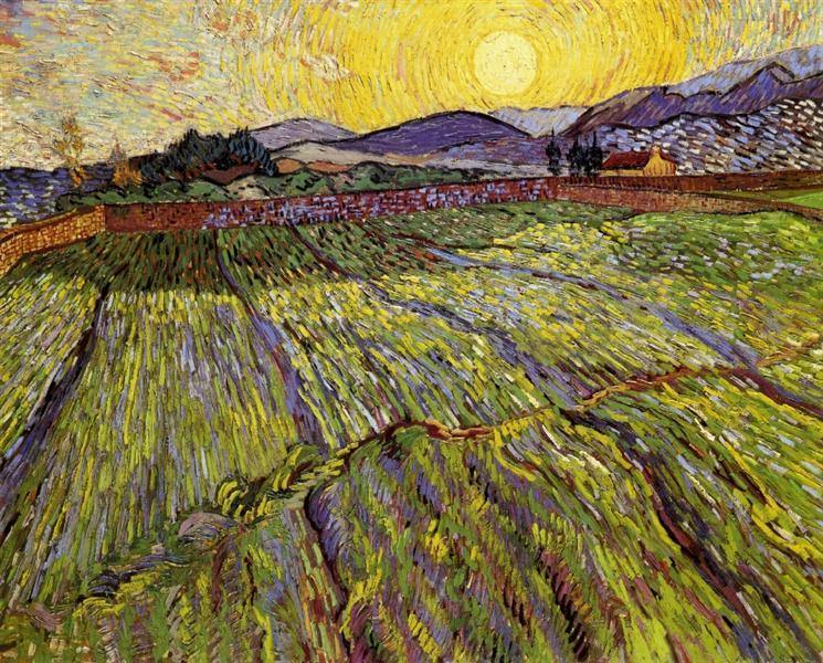 pintura Campo Cerrado Con Sol Naciente - Vincent Van Gogh