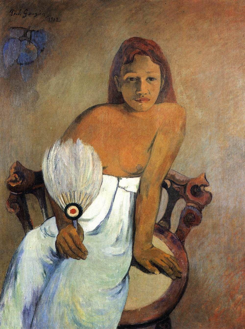 pintura Chica Con Un Abanico - Paul Gauguin