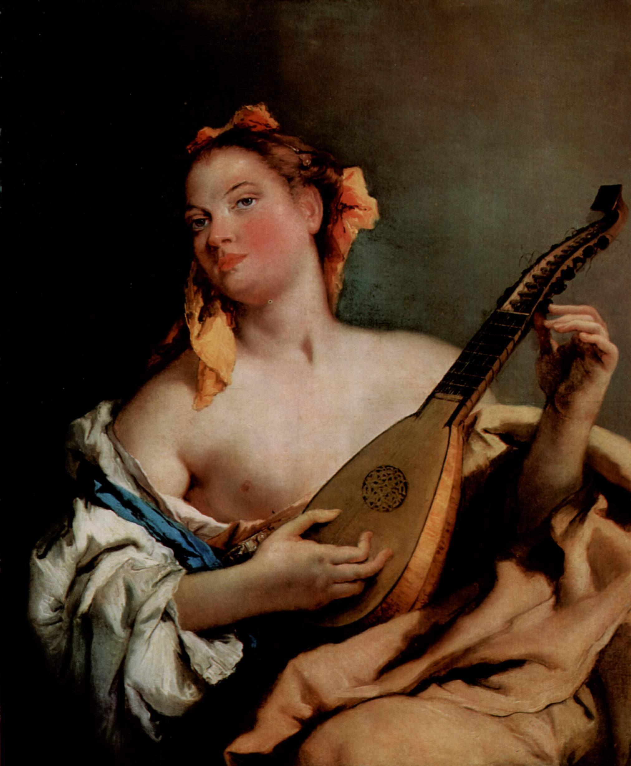 pintura Chica Con Una Mandolina - Giovanni Battista Tiepolo