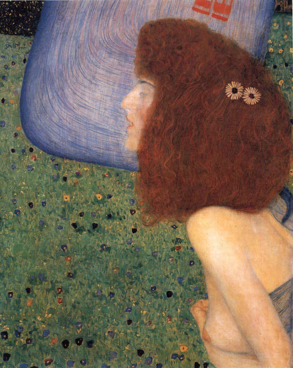 pintura Chica Daphne Con Velo Azul - Gustav Klimt