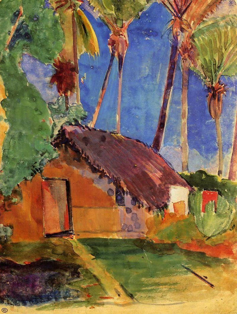 pintura Choza De Paja Bajo Las Palmeras - Paul Gauguin