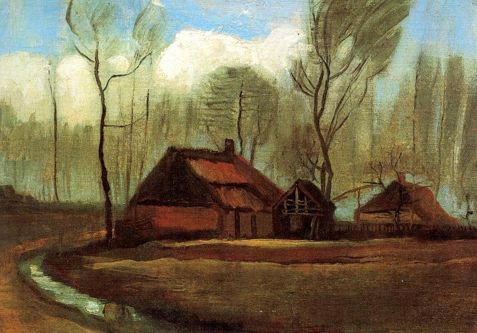 pintura Cortijos Entre Árboles - Vincent Van Gogh