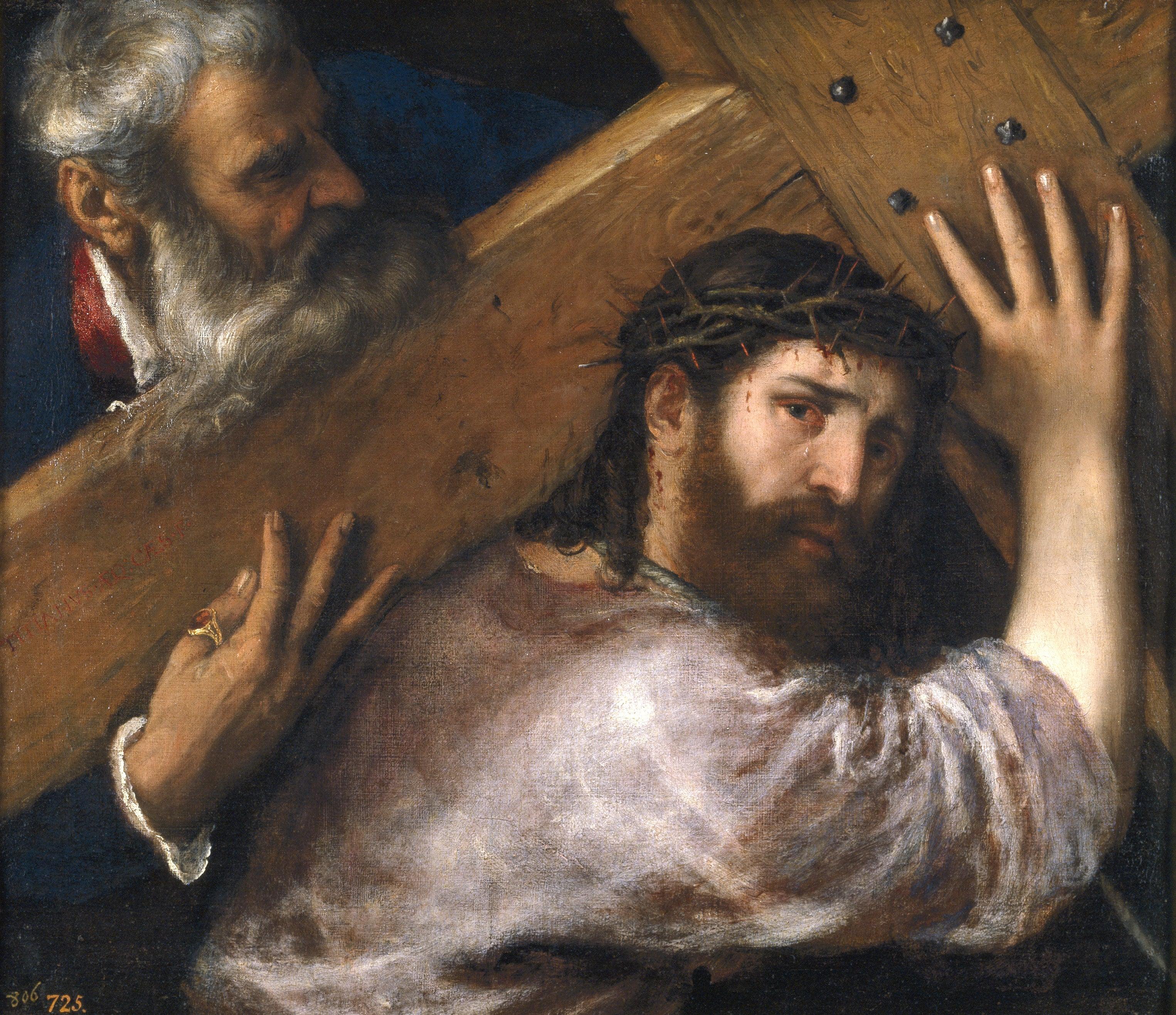 pintura Cristo Cargando la Cruz - Tiziano