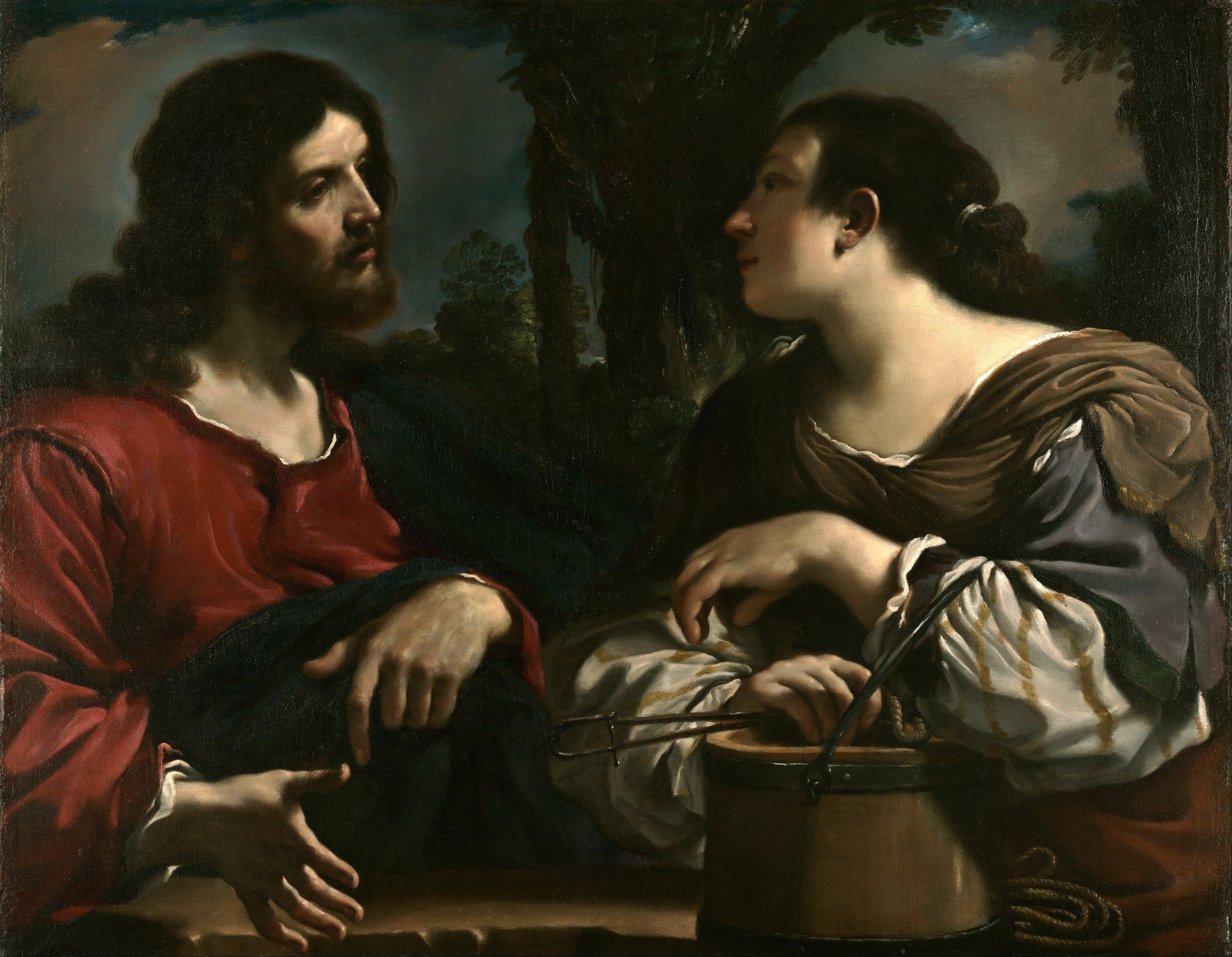 pintura Cristo Y La Mujer De Samaria - Guercino