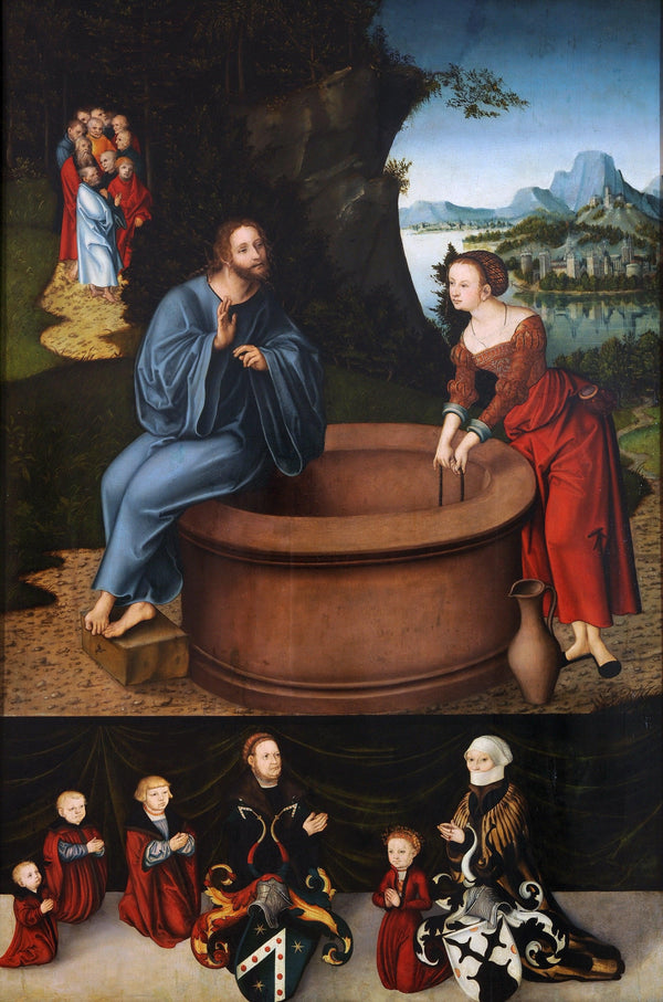 pintura Cristo Y La Mujer Samaritana - Lucas Cranach El Viejo