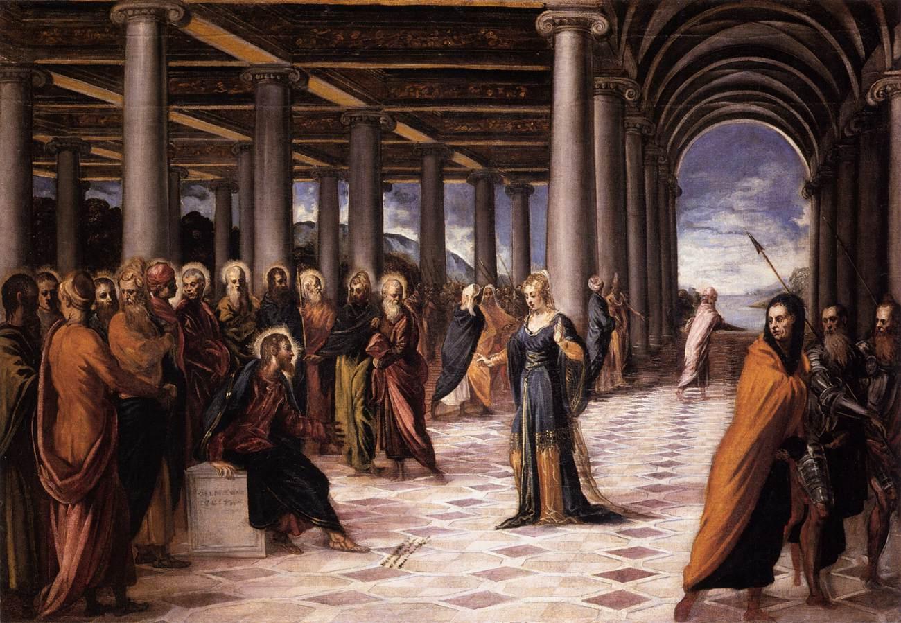 pintura Cristo Y La Mujer Tomados En El Adulterio - Tintoretto