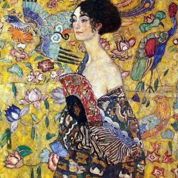pintura Dama Con Abanico - Gustav Klimt