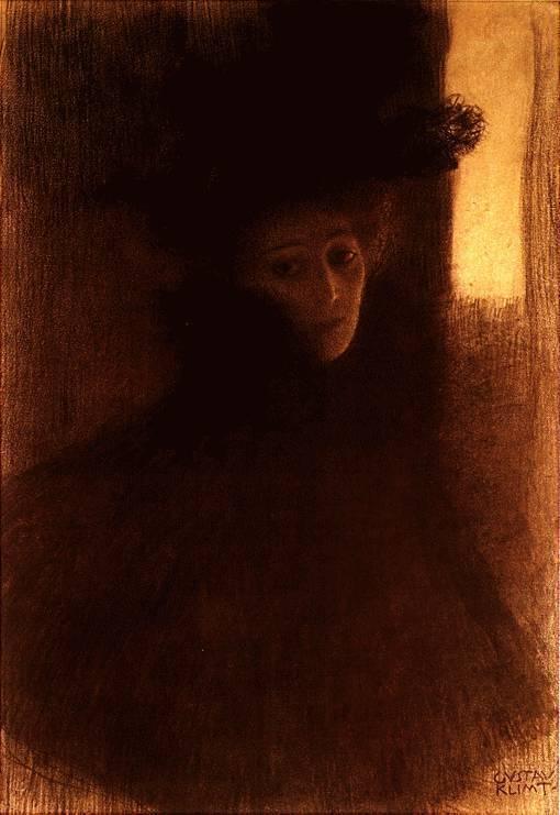 pintura Dama Con Capa Y Sombrero - Gustav Klimt