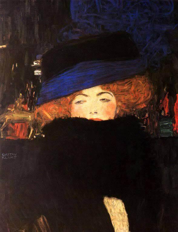 pintura Dama Con Sombrero Y Boa De Plumas - Gustav Klimt