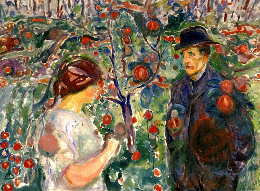pintura Debajo De Las Manzanas Rojas - Edvard Munch