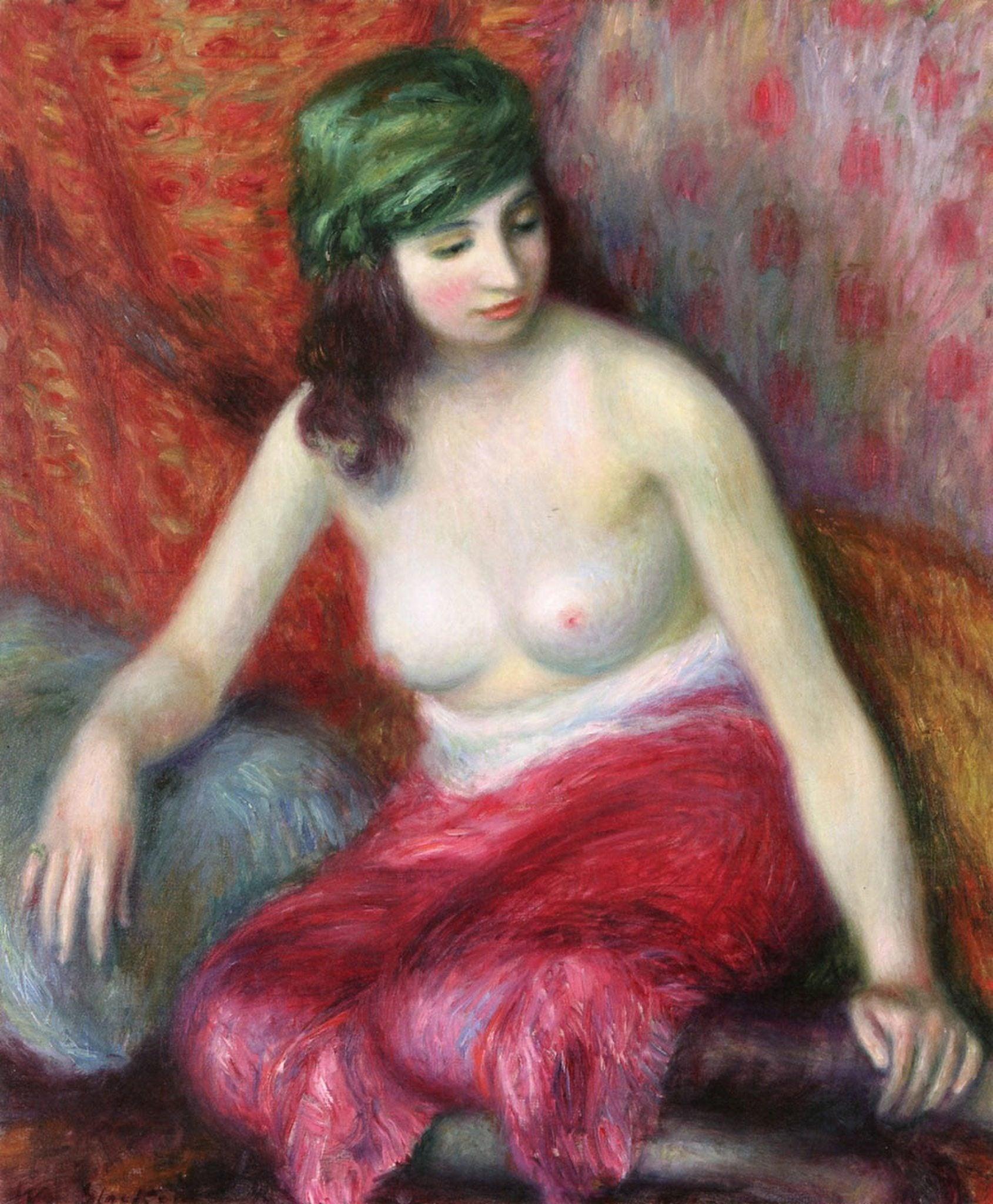 pintura Desnudo Con Cortinas - William Glackens