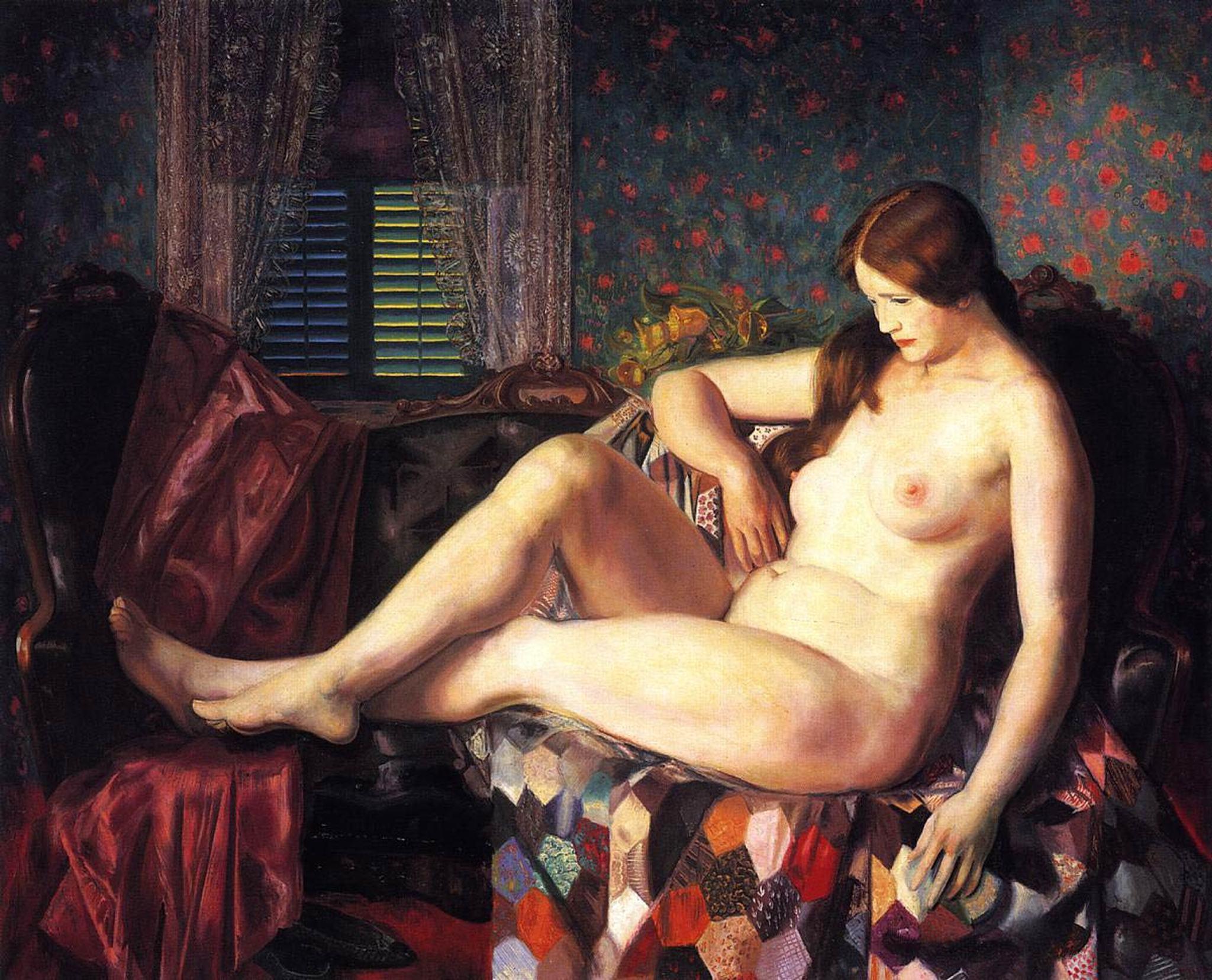 pintura Desnudo Con Edredón Hexagonal - George Bellows