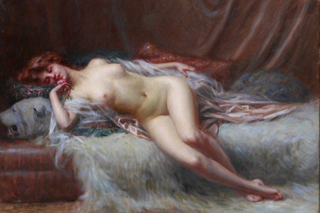 pintura Desnudo Con Piel De Oso - Delphin Enjolras